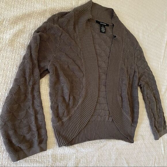 89 & Madison knit crop long sleeve cardigan, olive green, size M petite - Picture 7 of 8